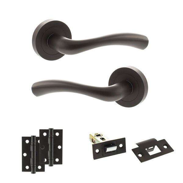 Status Texas Door Handle Pack (Latch Set - 2.5" Latch, 3" Hinges x2) by Atlantic Hardware