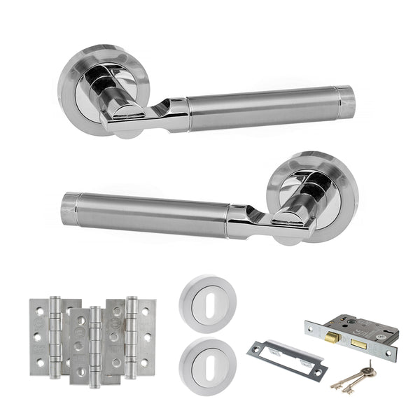 Status Dakota Door Handle Pack (3 Lever Lock Set - 3" CE Sashlock, 3" Fire Rated Hinges x3) by Atlantic Hardware