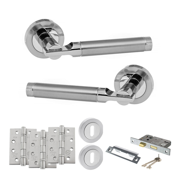 Status Dakota Door Handle Pack (3 Lever Lock Set - 3" CE Sashlock, 4" Fire Rated Hinges x3) by Atlantic Hardware