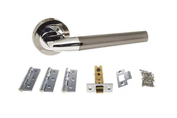 Atlantic Tennessee Door Pack Bundle (2.5" Latch, 3"x2" Hingesx3) - Black Nickel/Polished Chrome
