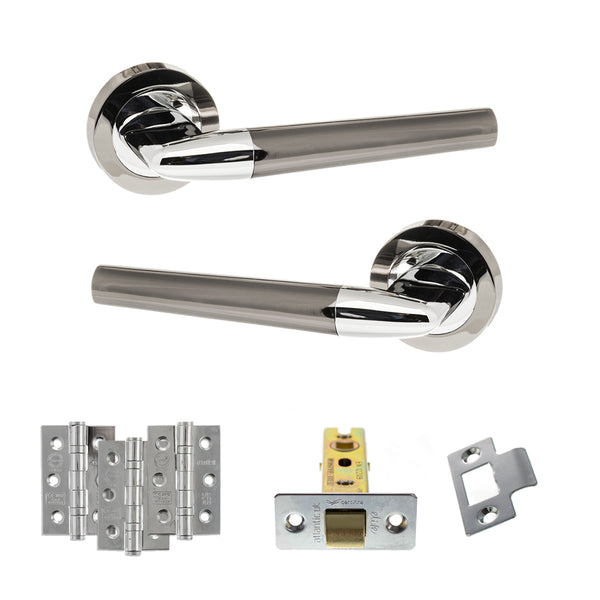 Status Tennessee Door Handle Pack (Latch Set - 3" CE Latch, 3" Fire Rated Hinges x3) by Atlantic Hardware