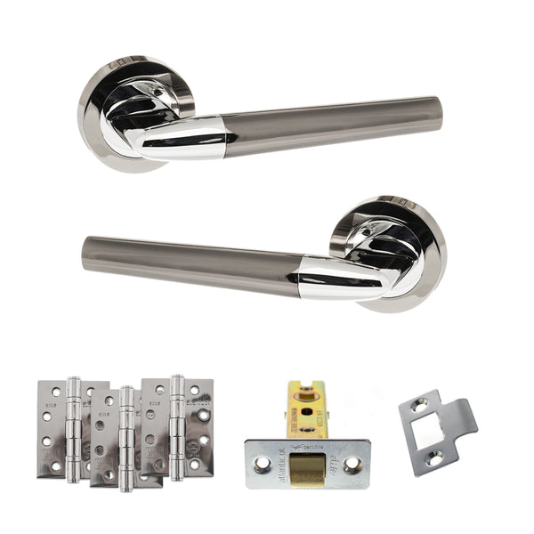 Status Tennessee Door Handle Pack (Latch Set - 2.5" CE Latch, 4" Fire Rated Hinges x3) by Atlantic Hardware