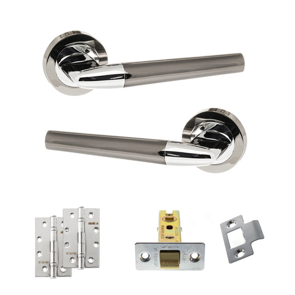 Status Tennessee Door Handle Pack (Latch Set - 3" CE Latch, 4" Slim Knuckle Hinges x2) by Atlantic Hardware