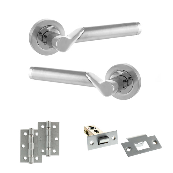 Status Hawaii Door Handle Pack (Latch Set - 2.5" Latch, 3" Hinges x2) by Atlantic Hardware