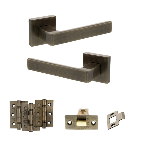 Status Montana Door Handle Pack (Latch Set - 3" CE Latch, 3" Fire Rated Hinges x3) by Atlantic Hardware