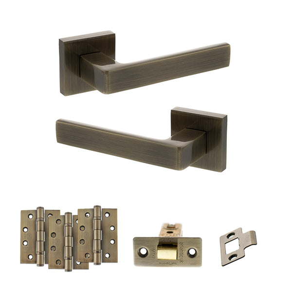 Status Montana Door Handle Pack (Latch Set - 2.5" CE Latch, 4" Fire Rated Hinges x3) by Atlantic Hardware