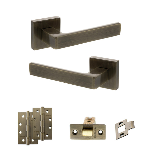 Status Montana Door Handle Pack (Latch Set - 2.5" CE Latch, 4" Slim Knuckle Hinges x2) by Atlantic Hardware
