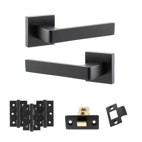 Status Montana Door Handle Pack (Latch Set - 2.5" CE Latch, 3" Fire Rated Hinges x3) by Atlantic Hardware