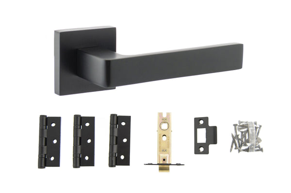 Atlantic Montana Door Pack Bundle (2.5" Latch, 3"x2" Hingesx3) - Matt Black