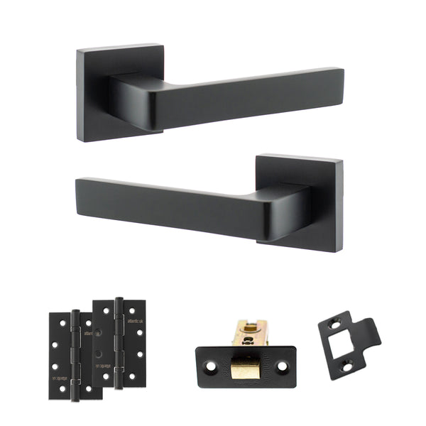 Status Montana Door Handle Pack (Latch Set - 2.5" CE Latch, 4" Slim Knuckle Hinges x2) by Atlantic Hardware