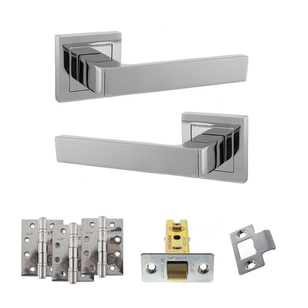 Status Montana Door Handle Pack (Latch Set - 2.5" CE Latch, 4" Fire Rated Hinges x3) by Atlantic Hardware