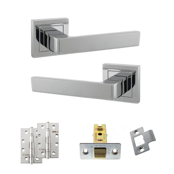 Status Montana Door Handle Pack (Latch Set - 3" CE Latch, 4" Slim Knuckle Hinges x2) by Atlantic Hardware