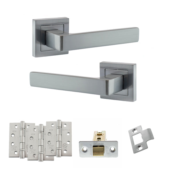 Status Montana Door Handle Pack (Latch Set - 3" CE Latch, 4" Fire Rated Hinges x3) by Atlantic Hardware