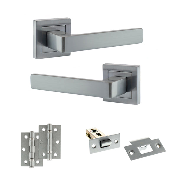 Status Montana Door Handle Pack (Latch Set - 2.5" Latch, 3" Hinges x2) by Atlantic Hardware