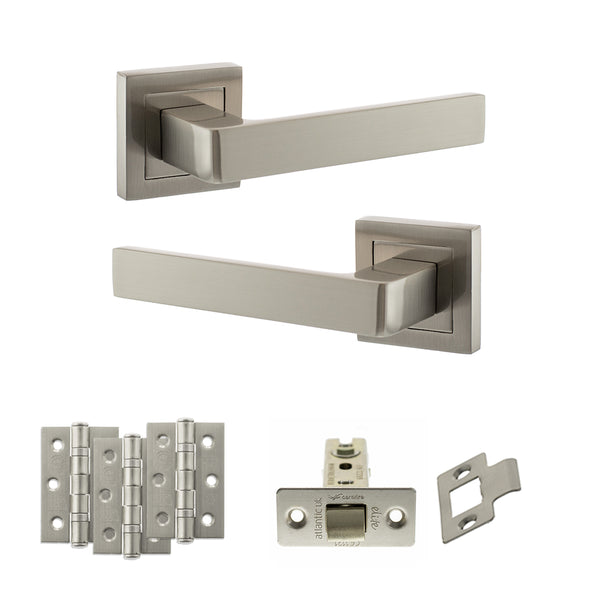 Status Montana Door Handle Pack (Latch Set - 3" CE Latch, 3" Fire Rated Hinges x3) by Atlantic Hardware