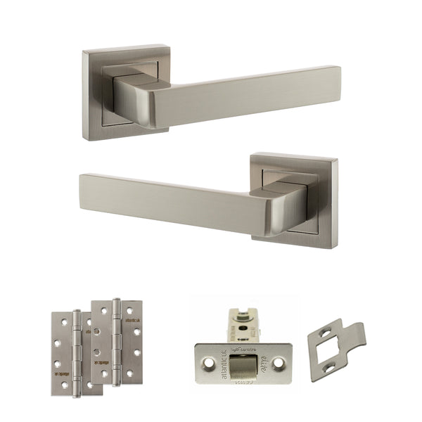Status Montana Door Handle Pack (Latch Set - 2.5" CE Latch, 4" Slim Knuckle Hinges x2) by Atlantic Hardware