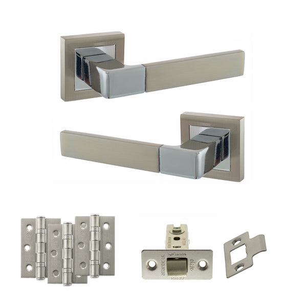 Status Montana Door Handle Pack (Latch Set - 3" CE Latch, 3" Fire Rated Hinges x3) by Atlantic Hardware