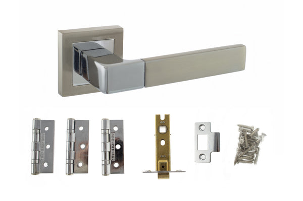 Atlantic Montana Door Pack Bundle (3" Latch, 3"x2" Hingesx3) - Satin Nickel/Polished Chrome