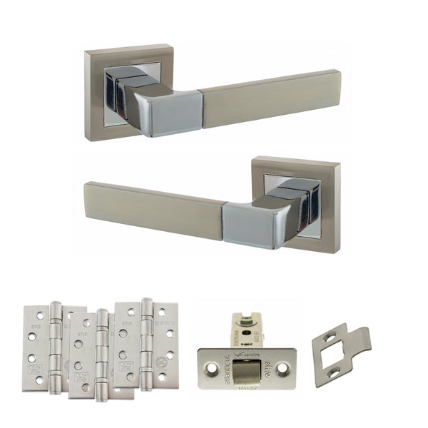 Status Montana Door Handle Pack (Latch Set - 3" CE Latch, 4" Fire Rated Hinges x3) by Atlantic Hardware