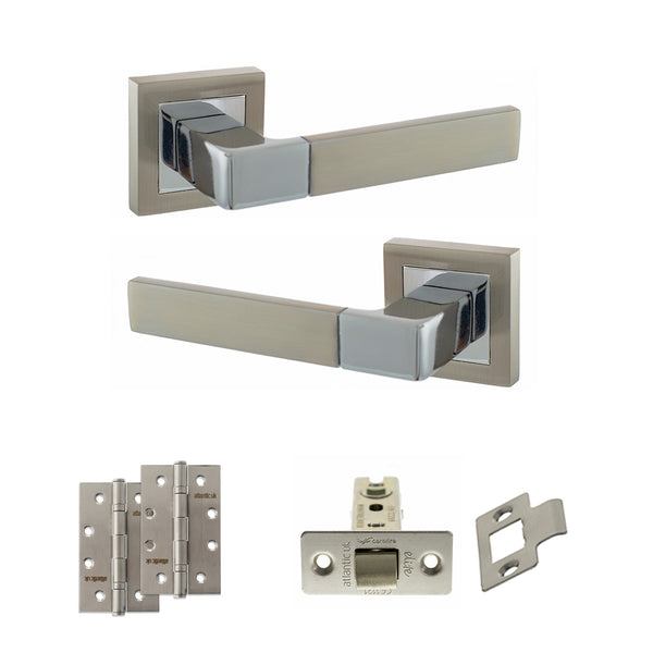 Status Montana Door Handle Pack (Latch Set - 2.5" CE Latch, 4" Slim Knuckle Hinges x2) by Atlantic Hardware