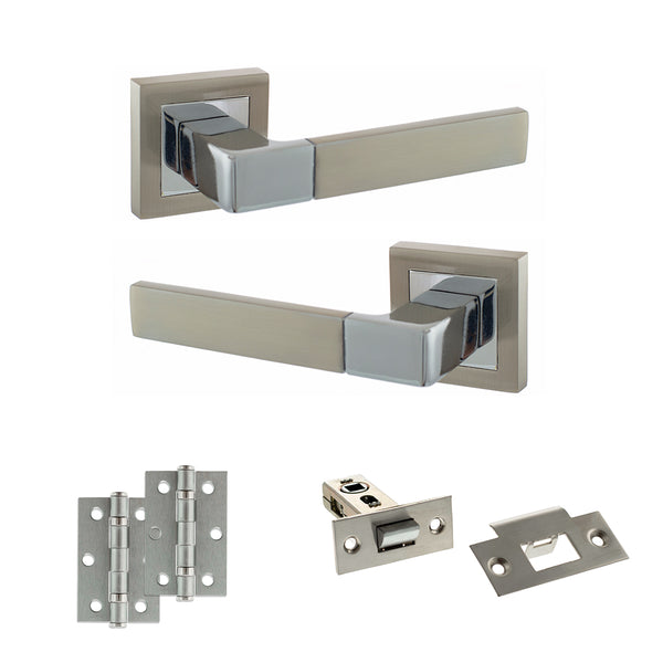 Status Montana Door Handle Pack (Latch Set - 2.5" Latch, 3" Hinges x2) by Atlantic Hardware
