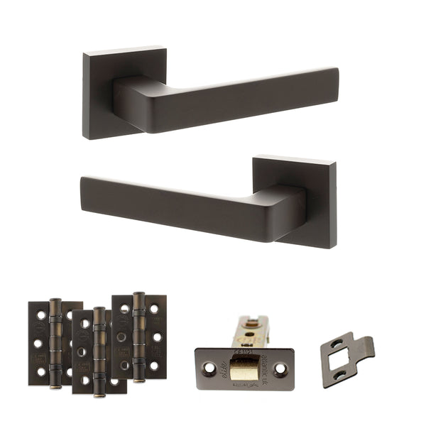 Status Montana Door Handle Pack (Latch Set - 3" CE Latch, 3" Fire Rated Hinges x3) by Atlantic Hardware