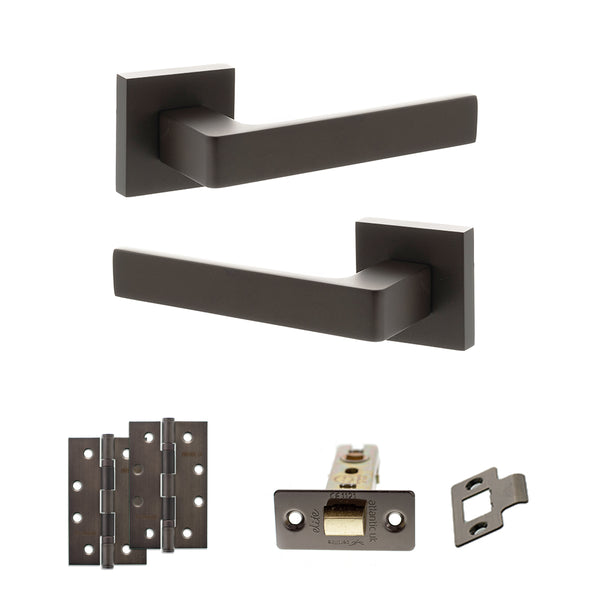 Status Montana Door Handle Pack (Latch Set - 2.5" CE Latch, 4" Slim Knuckle Hinges x2) by Atlantic Hardware