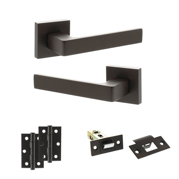 Status Montana Door Handle Pack (Latch Set - 2.5" Latch, 3" Hinges x2) by Atlantic Hardware