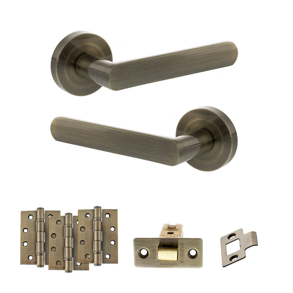 Status Carolina Door Handle Pack (Latch Set - 3" CE Latch, 4" Fire Rated Hinges x3) by Atlantic Hardware