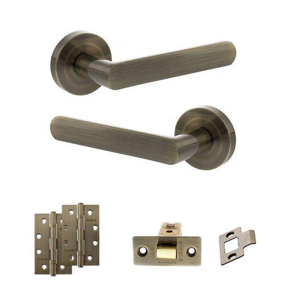 Status Carolina Door Handle Pack (Latch Set - 2.5" CE Latch, 4" Slim Knuckle Hinges x2) by Atlantic Hardware