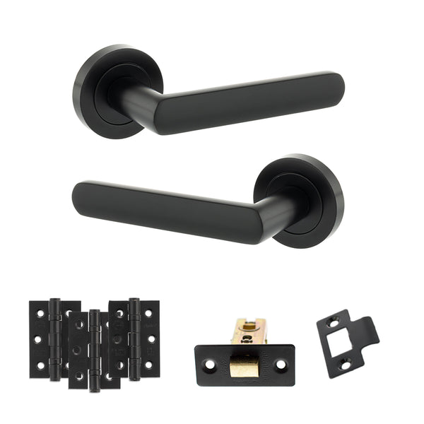 Status Carolina Door Handle Pack (Latch Set - 3" CE Latch, 3" Fire Rated Hinges x3) by Atlantic Hardware