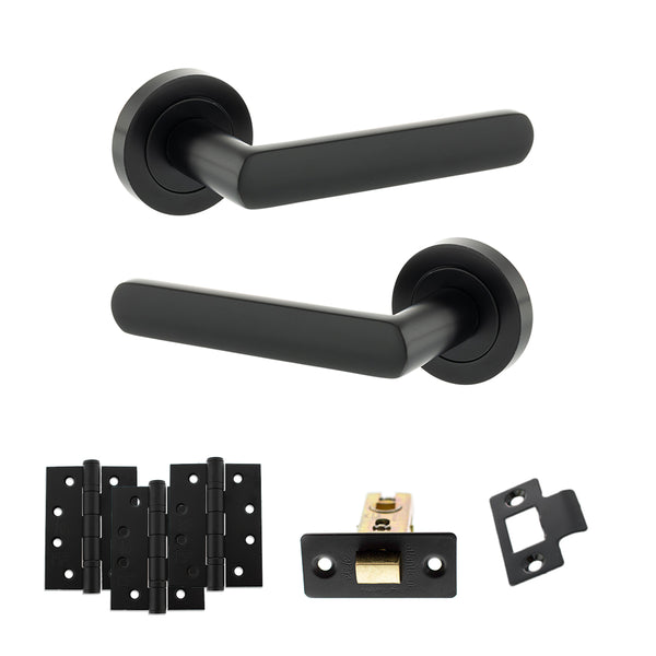Status Carolina Door Handle Pack (Latch Set - 2.5" CE Latch, 4" Fire Rated Hinges x3) by Atlantic Hardware