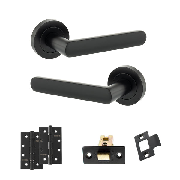 Status Carolina Door Handle Pack (Latch Set - 2.5" CE Latch, 4" Slim Knuckle Hinges x2) by Atlantic Hardware