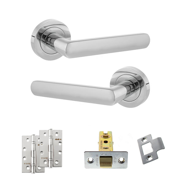 Status Carolina Door Handle Pack (Latch Set - 2.5" CE Latch, 4" Slim Knuckle Hinges x2) by Atlantic Hardware