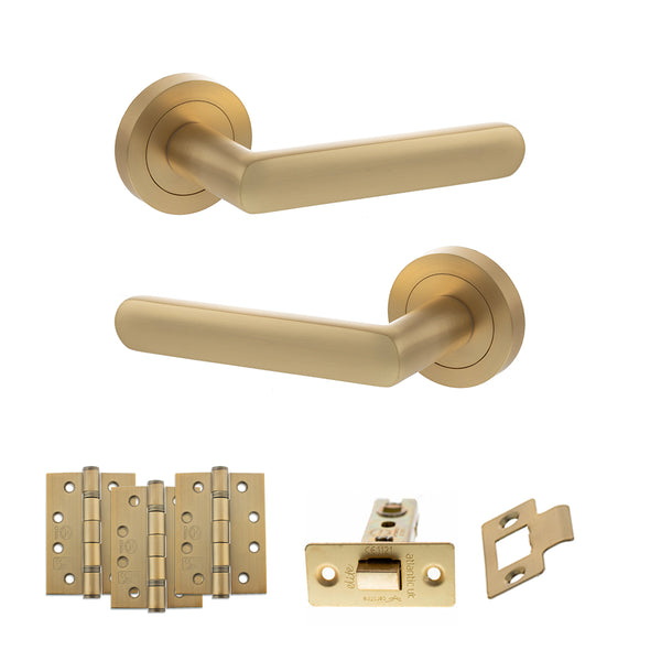 Status Carolina Door Handle Pack (Latch Set - 3" CE Latch, 4" Fire Rated Hinges x3) by Atlantic Hardware