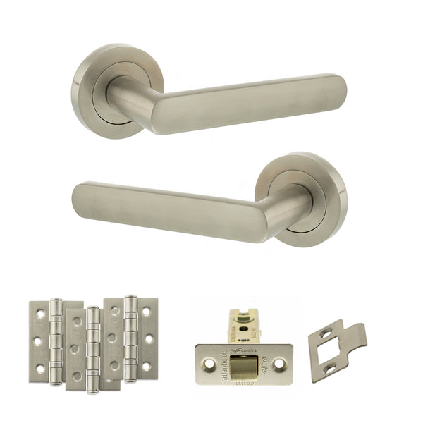 Status Carolina Door Handle Pack (Latch Set - 2.5" CE Latch, 3" Fire Rated Hinges x3) by Atlantic Hardware