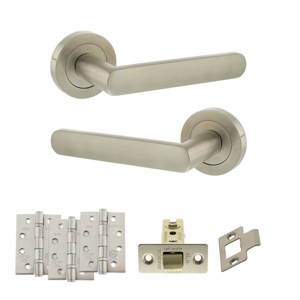 Status Carolina Door Handle Pack (Latch Set - 3" CE Latch, 4" Fire Rated Hinges x3) by Atlantic Hardware