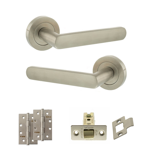 Status Carolina Door Handle Pack (Latch Set - 3" CE Latch, 4" Slim Knuckle Hinges x2) by Atlantic Hardware