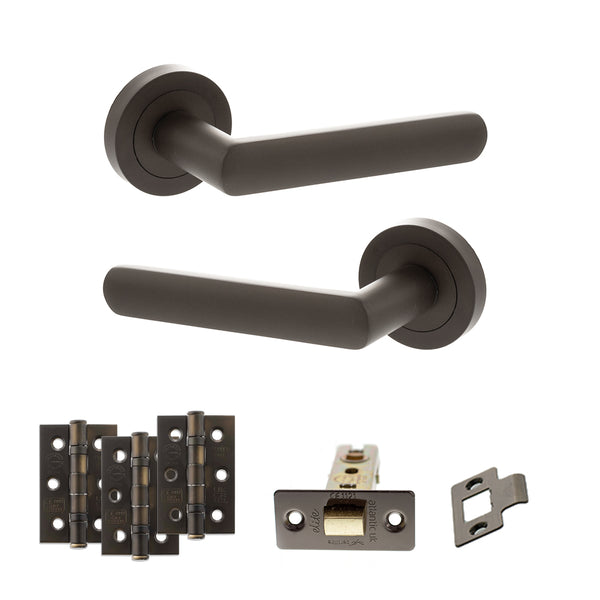 Status Carolina Door Handle Pack (Latch Set - 3" CE Latch, 3" Fire Rated Hinges x3) by Atlantic Hardware