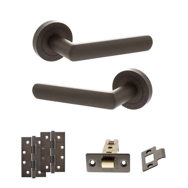 Status Carolina Door Handle Pack (Latch Set - 3" CE Latch, 4" Slim Knuckle Hinges x2) by Atlantic Hardware