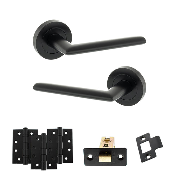 Status Alabama Door Handle Pack (Latch Set - 3" CE Latch, 4" Fire Rated Hinges x3) by Atlantic Hardware