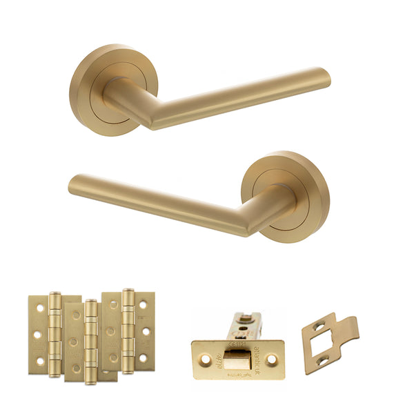 Status Alabama Door Handle Pack (Latch Set - 3" CE Latch, 3" Fire Rated Hinges x3) by Atlantic Hardware