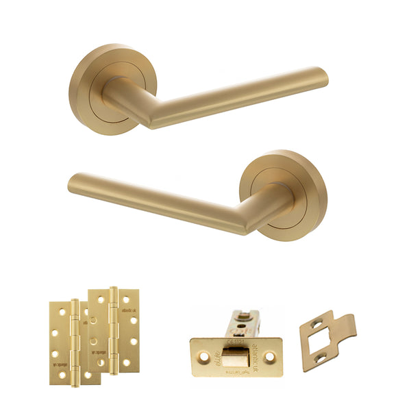 Status Alabama Door Handle Pack (Latch Set - 3" CE Latch, 4" Slim Knuckle Hinges x2) by Atlantic Hardware