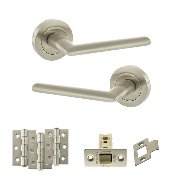Status Alabama Door Handle Pack (Latch Set - 3" CE Latch, 3" Fire Rated Hinges x3) by Atlantic Hardware