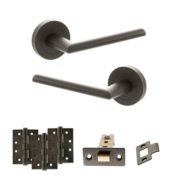 Status Alabama Door Handle Pack (Latch Set - 2.5" CE Latch, 4" Fire Rated Hinges x3) by Atlantic Hardware