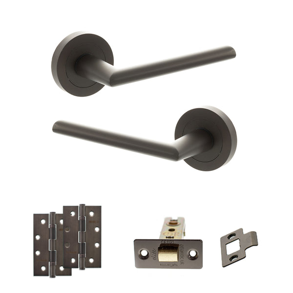 Status Alabama Door Handle Pack (Latch Set - 2.5" CE Latch, 4" Slim Knuckle Hinges x2) by Atlantic Hardware