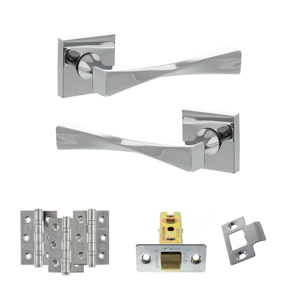 Senza Pari Guido Door Handle Pack (Latch Set - 3" CE Latch, 3" Fire Rated Hinges x3) by Atlantic Hardware