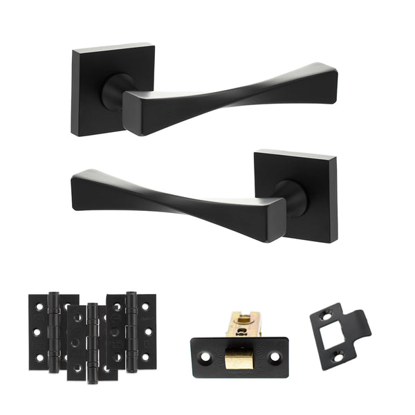 Senza Pari Guido Door Handle Pack (Latch Set - 3" CE Latch, 3" Fire Rated Hinges x3) by Atlantic Hardware