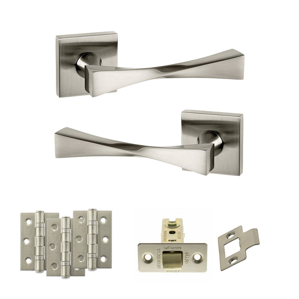 Senza Pari Guido Door Handle Pack (Latch Set - 3" CE Latch, 3" Fire Rated Hinges x3) by Atlantic Hardware