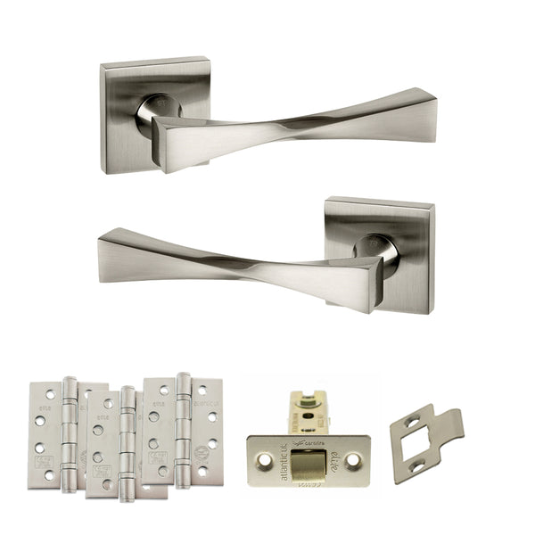 Senza Pari Guido Door Handle Pack (Latch Set - 2.5" CE Latch, 4" Fire Rated Hinges x3) by Atlantic Hardware